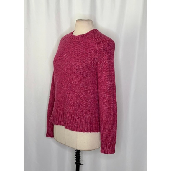J. CREW Alpaca Blend Crewneck Sweater Pink Merino Wool Heathered Fuchsia Medium - Picture 5 of 13